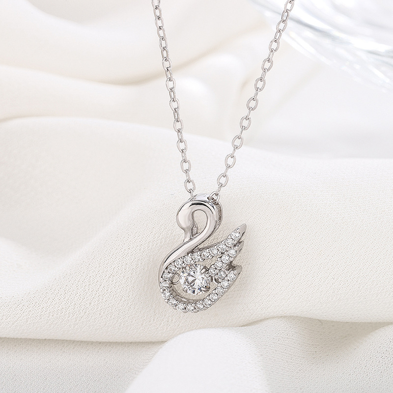 Japanese And Korean Minimalist 999 Zuyin Shijia Swan Inspirational Necklace Women's Jumping Heart Dynamic Pendant Short