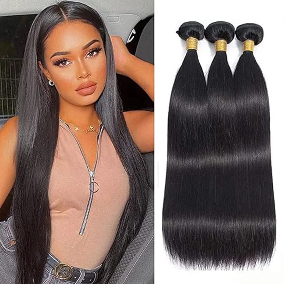 Natural Color Straight Human Hair Bundles Pure Brazilian Hair Remy Hair 8-32 Inch