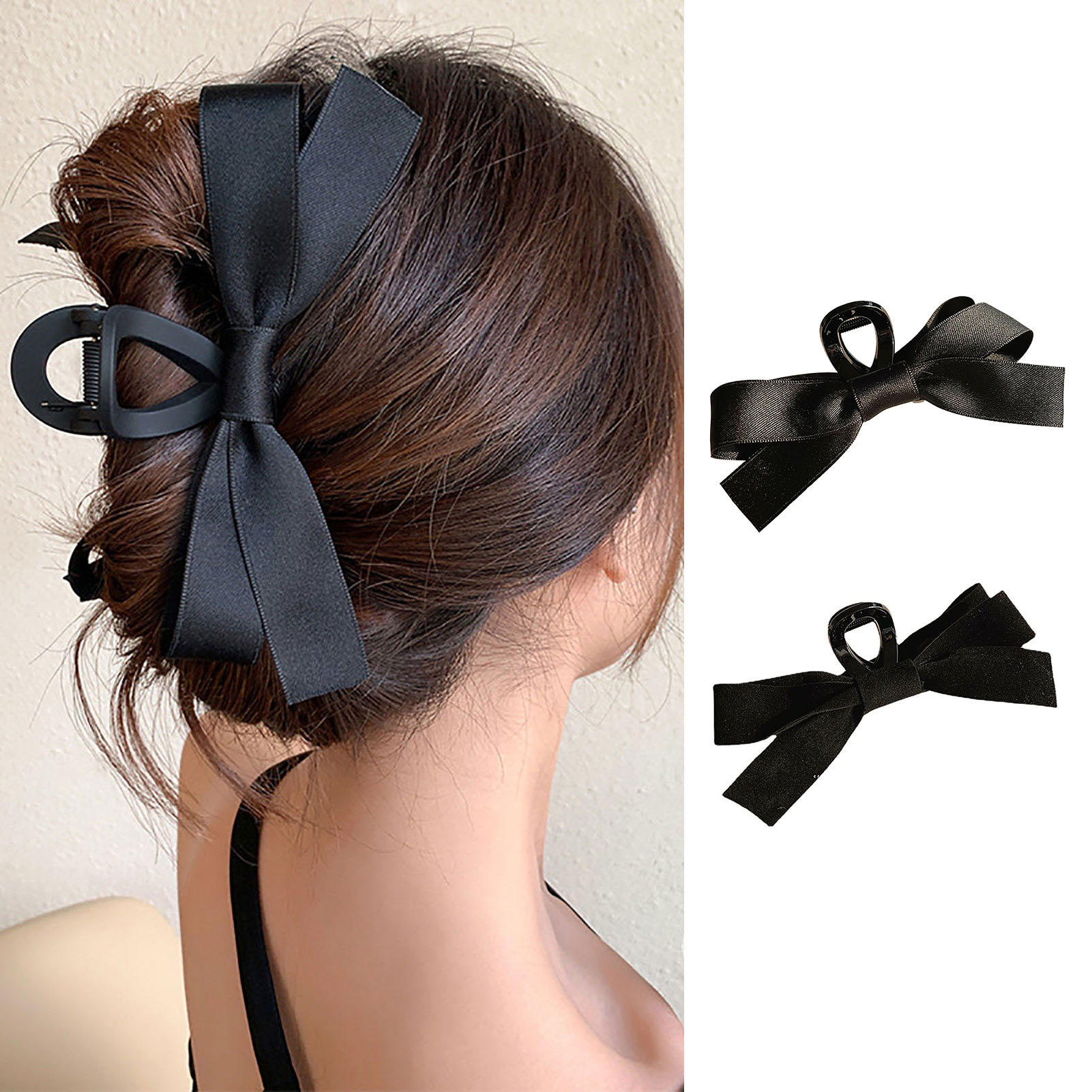 Zhuoxinder Women Hair Claw Bow-knot Strong Grip Elastic Spring with Teeth Hair Decoration Hollow Out Large Barrette Lady Hair Pin Hair Accessories