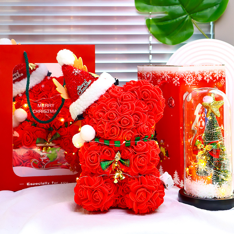 Christmas Everlasting Rose Bear For Girlfriend And Child Birthday Gift Simulation Bear Halloween Gift