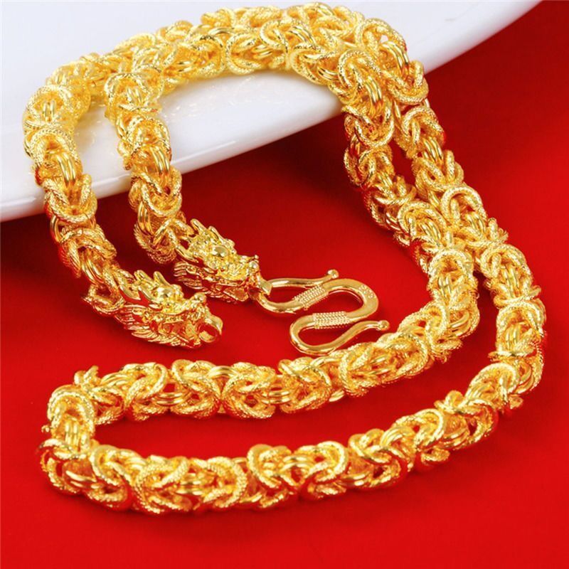 Vietnam sand gold necklace men's  gold jewelry cloth dragon necklace men's copper alloy Dragon chain live tremolo