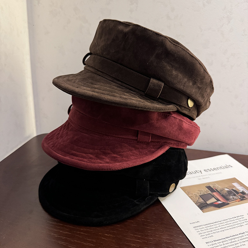 Women's Hats New Autumn Retro British Style Newsboy Cap For Women, High Grade Suede Octagonal Cap, Small Face And Fashionable Painter Cap