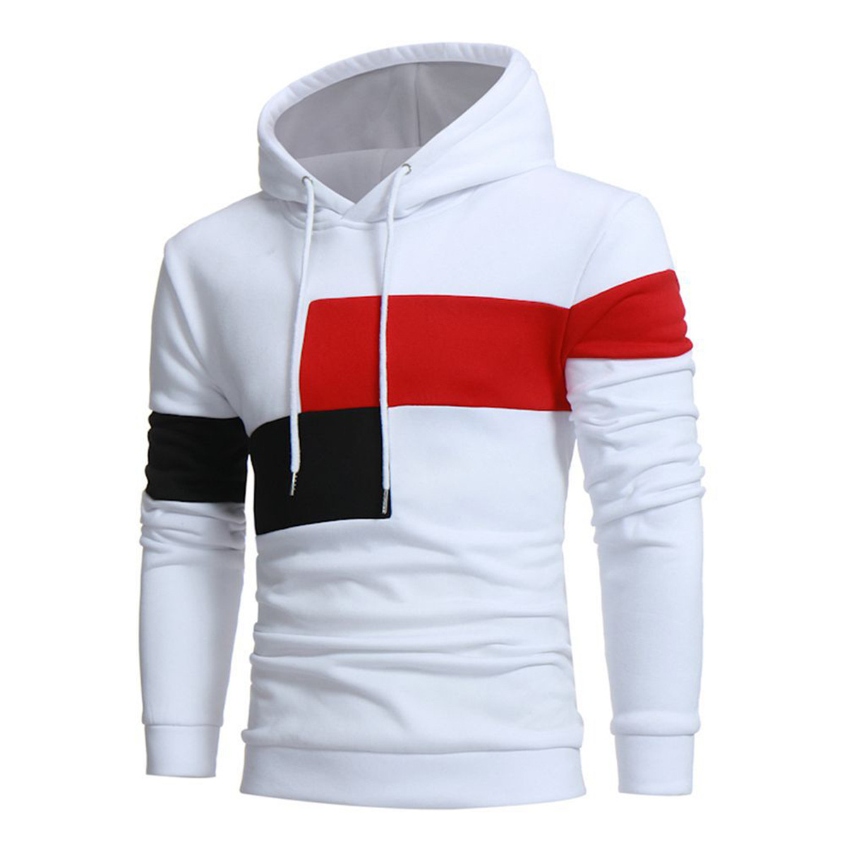 2022 New Men' Patchwork Hooded Sweathirt Caual Looe Fleece Warm Hip Hop Streetwear Fleece Pullover Hoodie Male