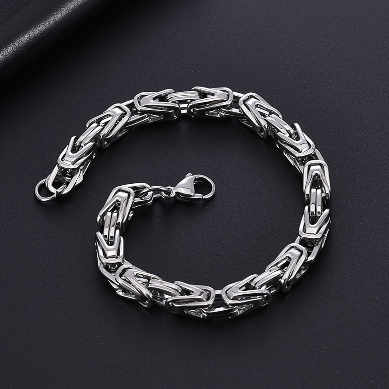 Grenzüberschreitendes europäisches und amerikanisches byzantinisches Armband Street Hip Hop Edelstahl Kaiserkette Herrenmodeschmuck Königskette