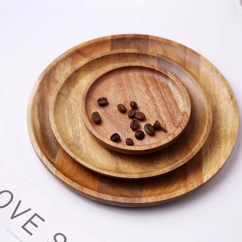 ​​Wooden Serving Tray – Round Tea & Snack Platter For Bread Fruits Nuts (Natural Wood Dish For Home & Kitchen Use)​​