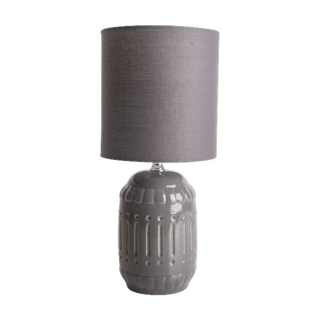 Näve Leuchten Keramik Tischleuchte NV3188316 grau Keramik Metall Stoff B/H/T: ca. 14x30x14 cm E14 1 Brennstellen