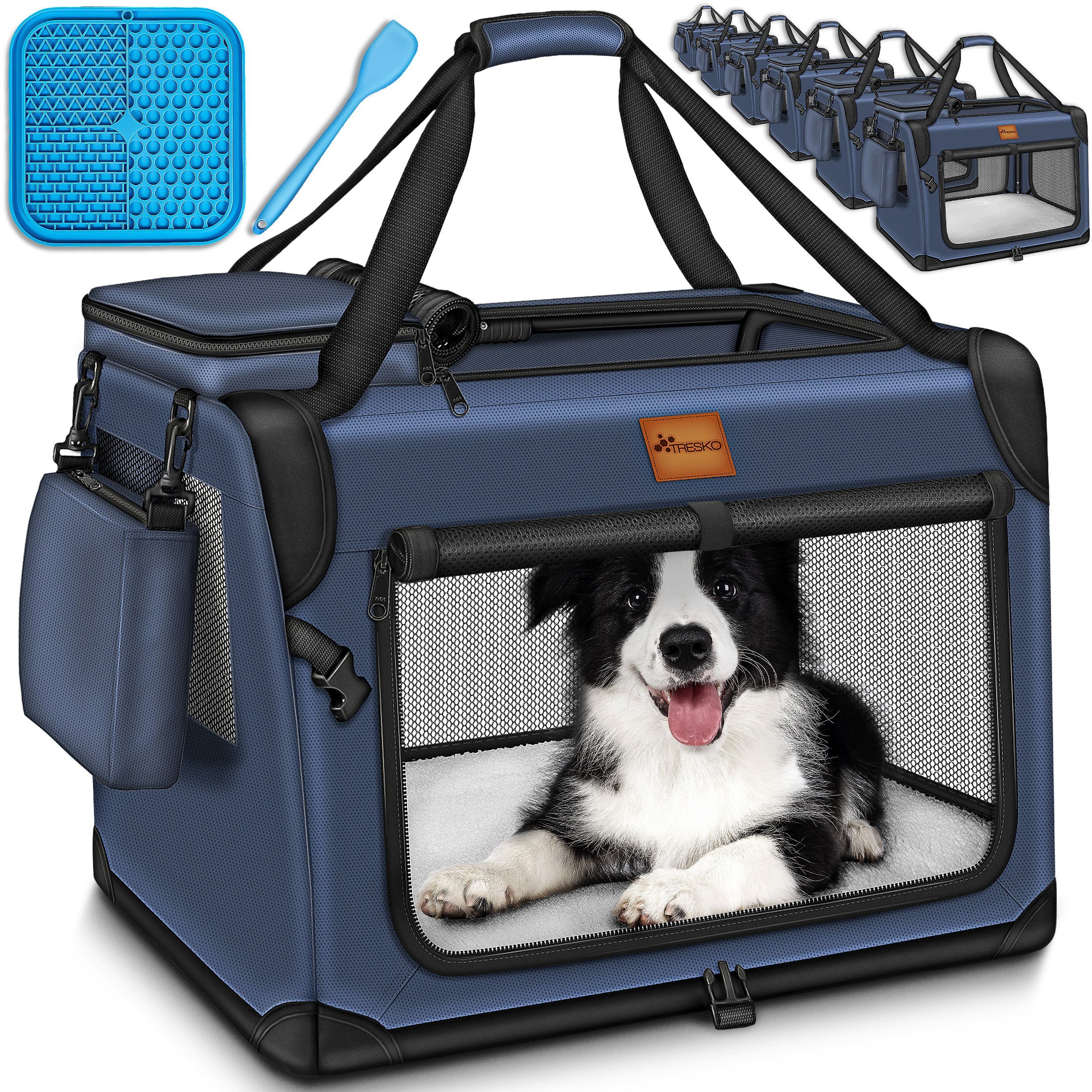 TRESKO Hunde-Transportbox Hundebox faltbar inkl. Leckmatte