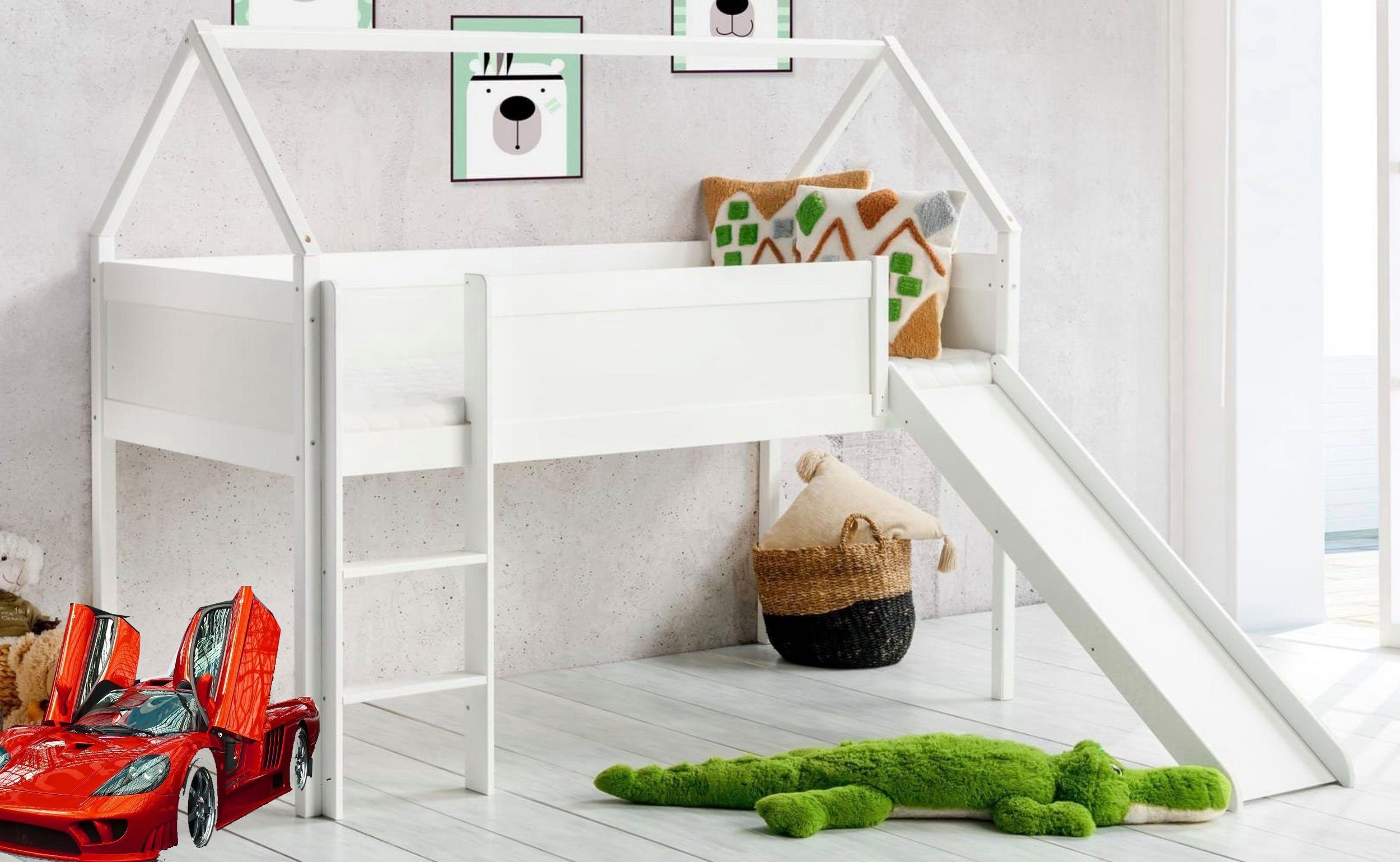 Homeline Hochbett Kinderbett Hochbett mit rutsche