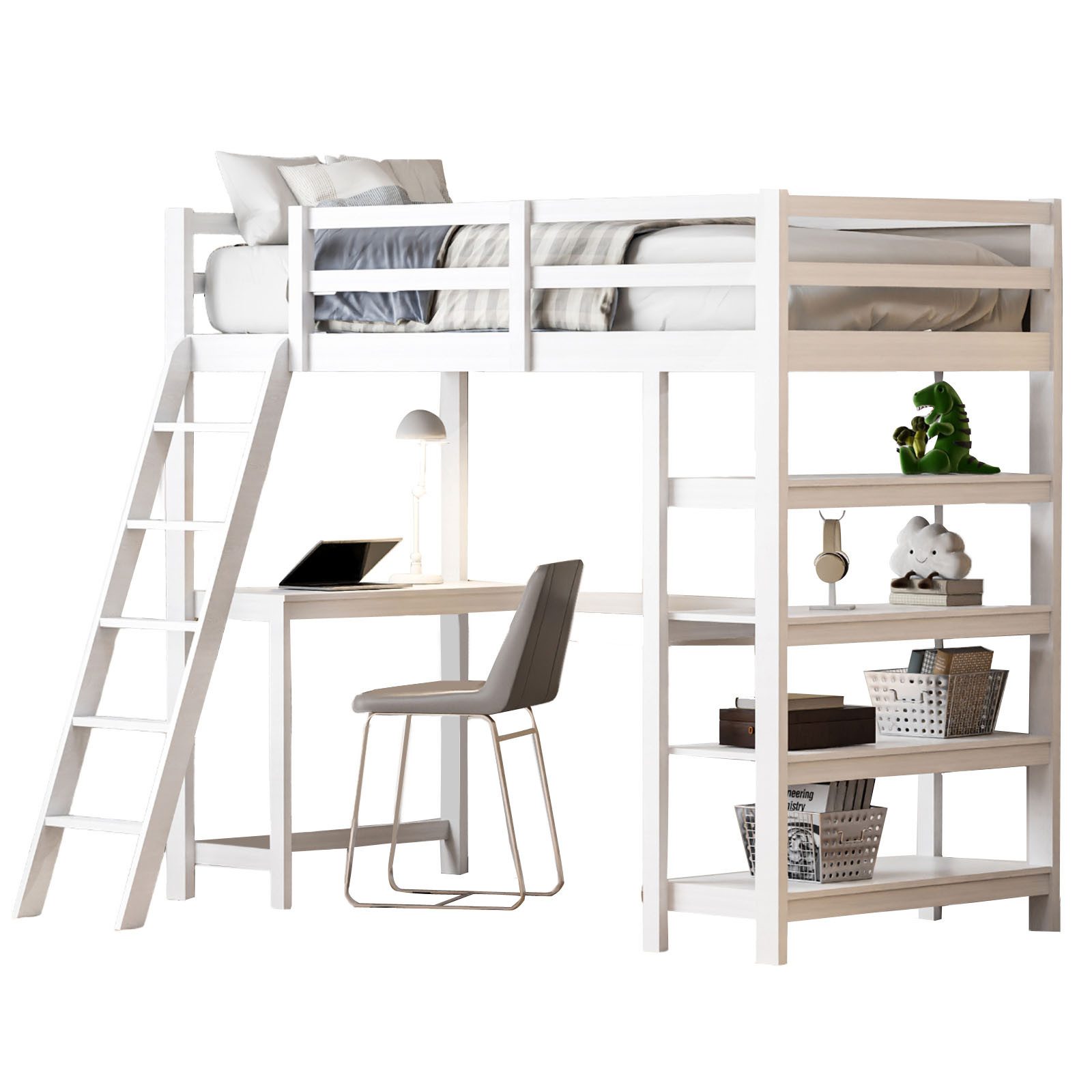 FUROKOY Hochbett Kinderbett Hochbett mit Schreibtisch