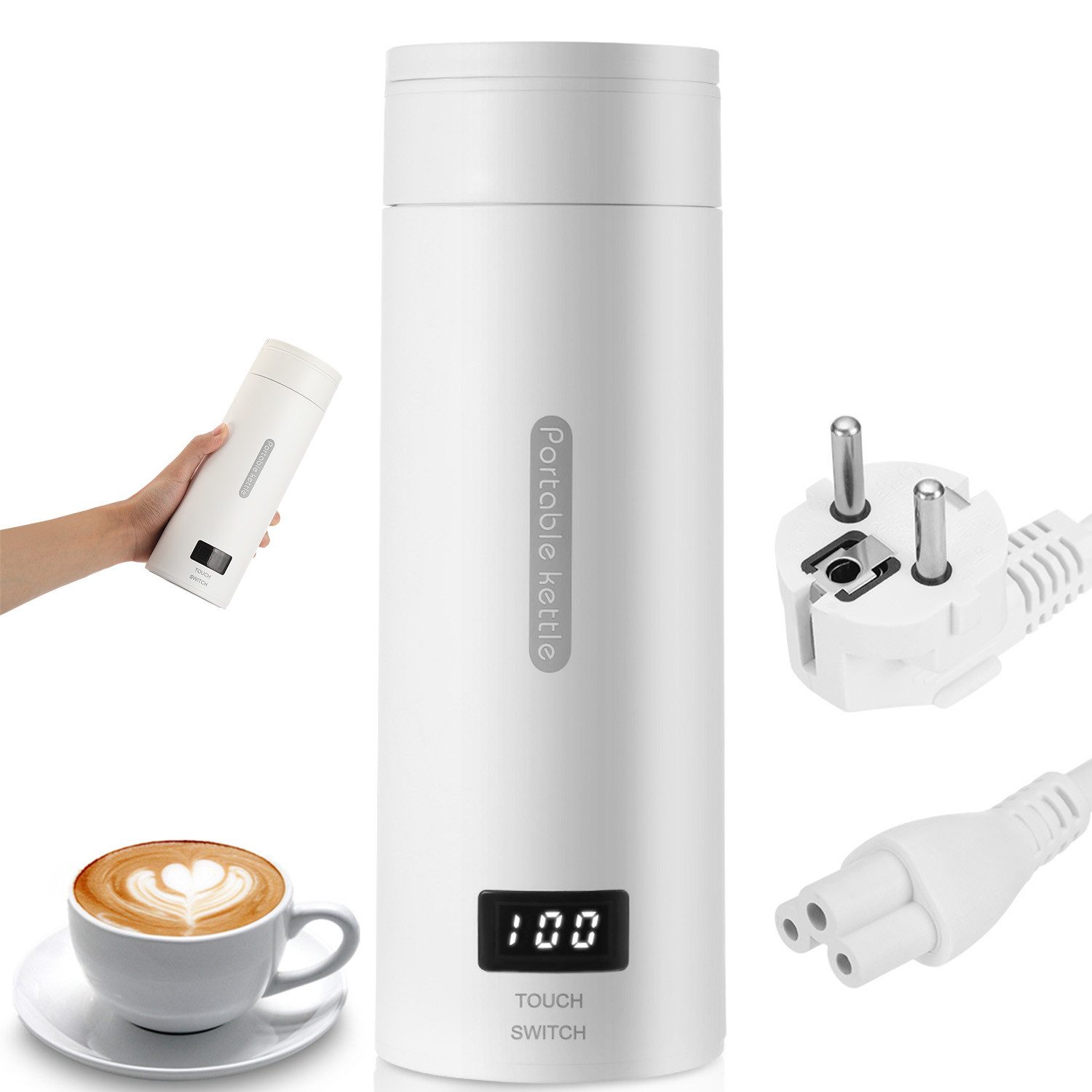 LOVONLIVE Reise-Wasserkocher 3-in-1 Reise-Wasserkocher 500ml auslaufsicher