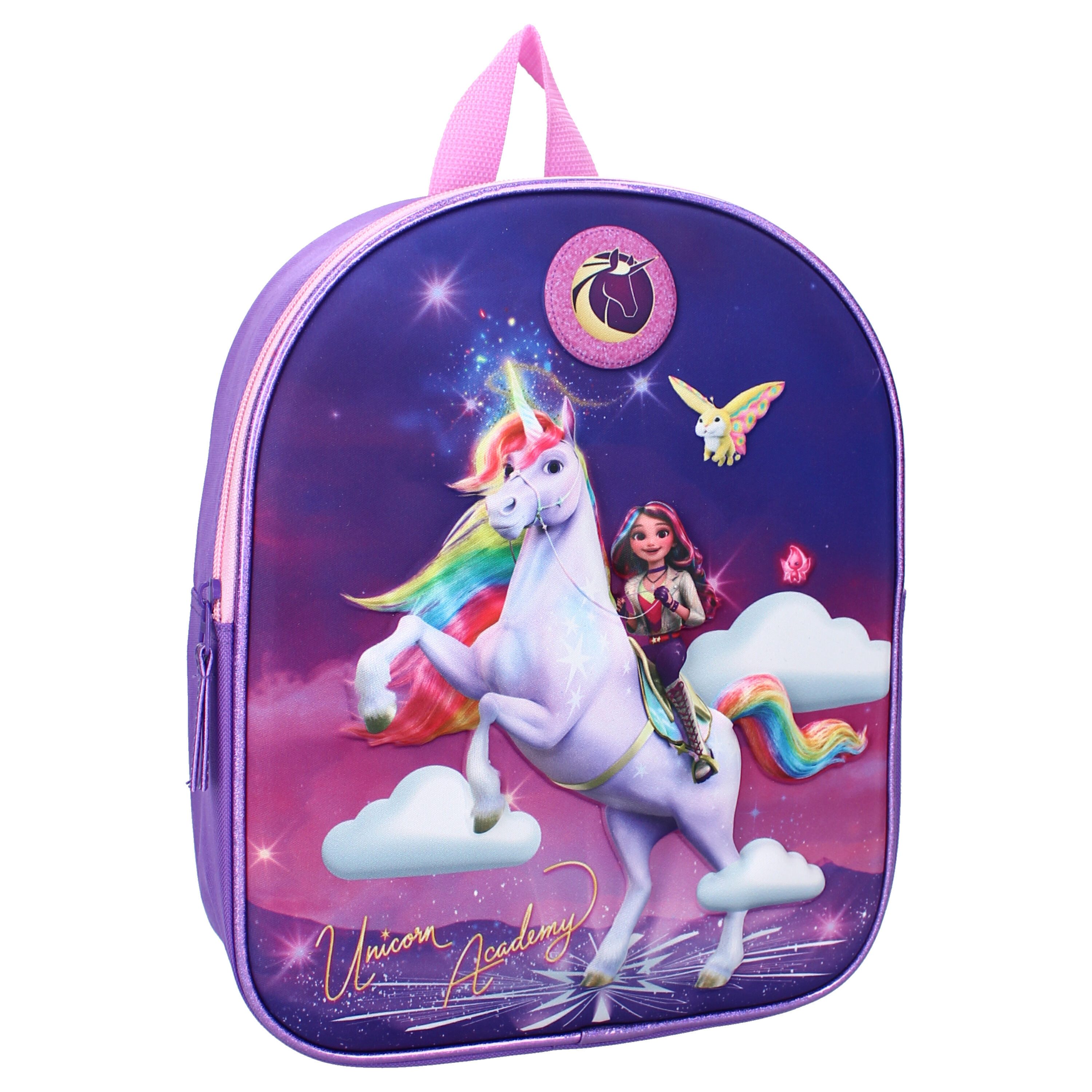 Unicorn Academy Kinderrucksack 3D-Rucksack mit verstellbaren