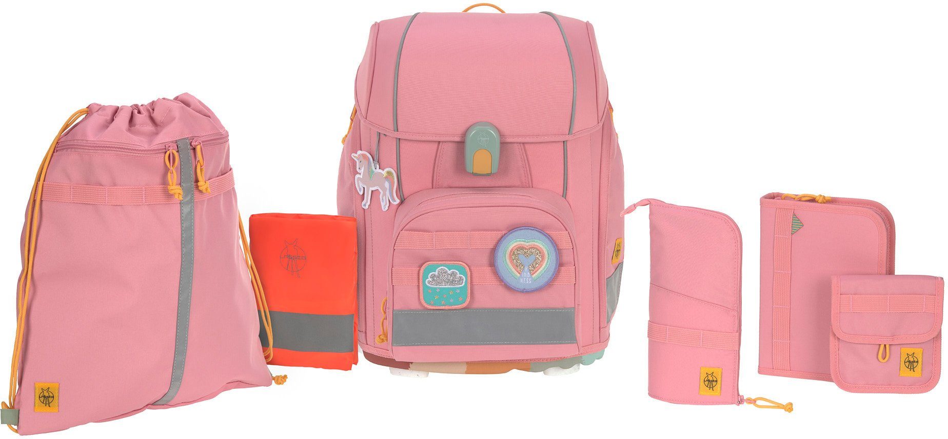 LÄSSIG Schulranzen Unique, Boxy, Pink (Set,
