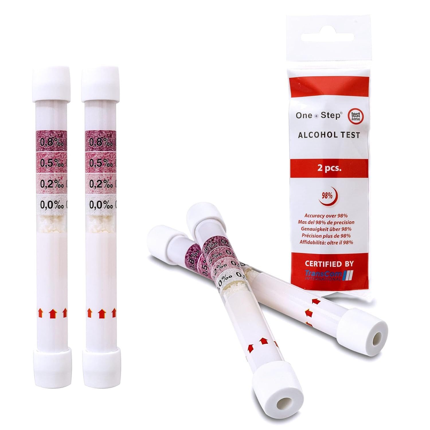 One+Step Alkohol-Teststreifen mit 4 Messbereichen -
