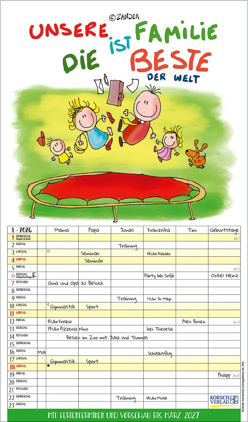 Korsch Verlag Familienkalender Korsch Kalender Unsere