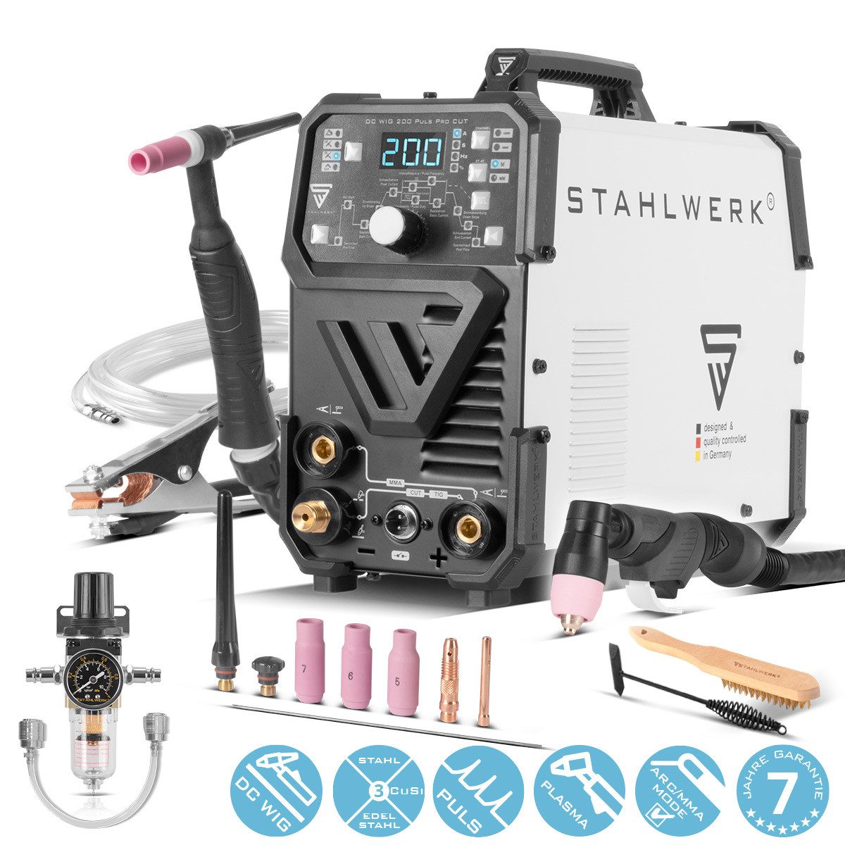 STAHLWERK Inverterschweißgerät 4-in-1 Kombi-Schweißgerät DC WIG