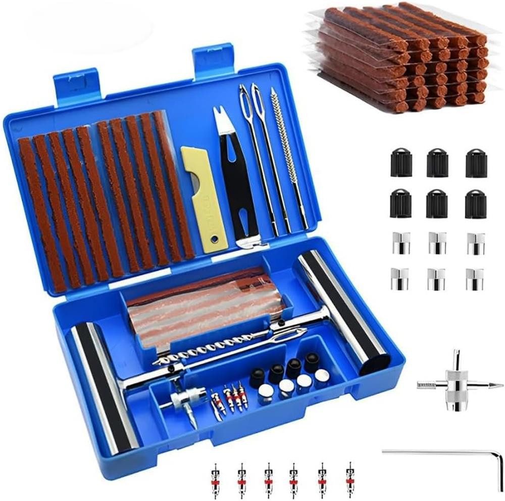 RWEUOQ Reifen-Reparaturset Reifenreparaturset, 58-teiliges Set Autoreifen