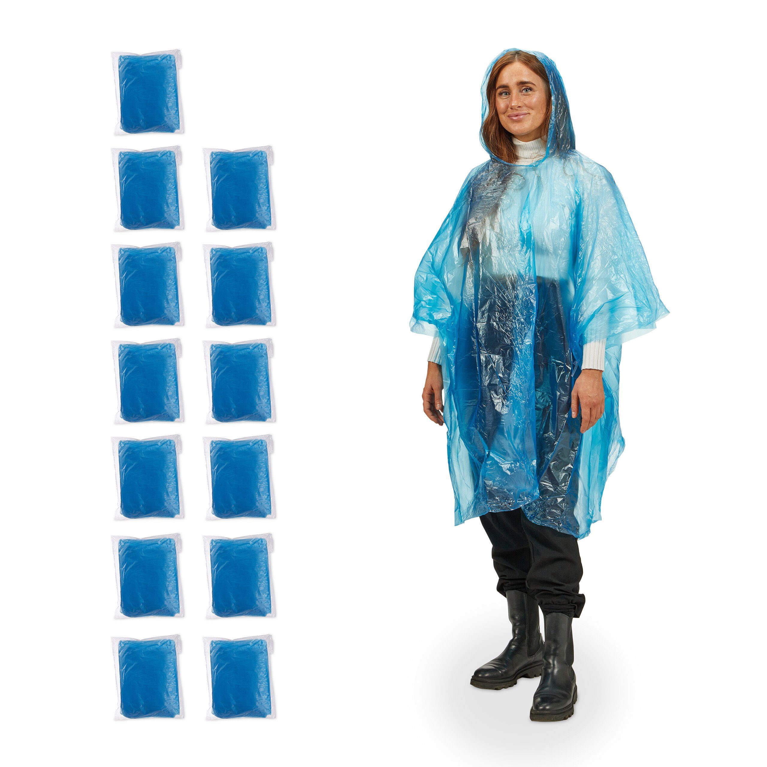 relaxdays Regenponcho Einweg Regenponcho 13er Set