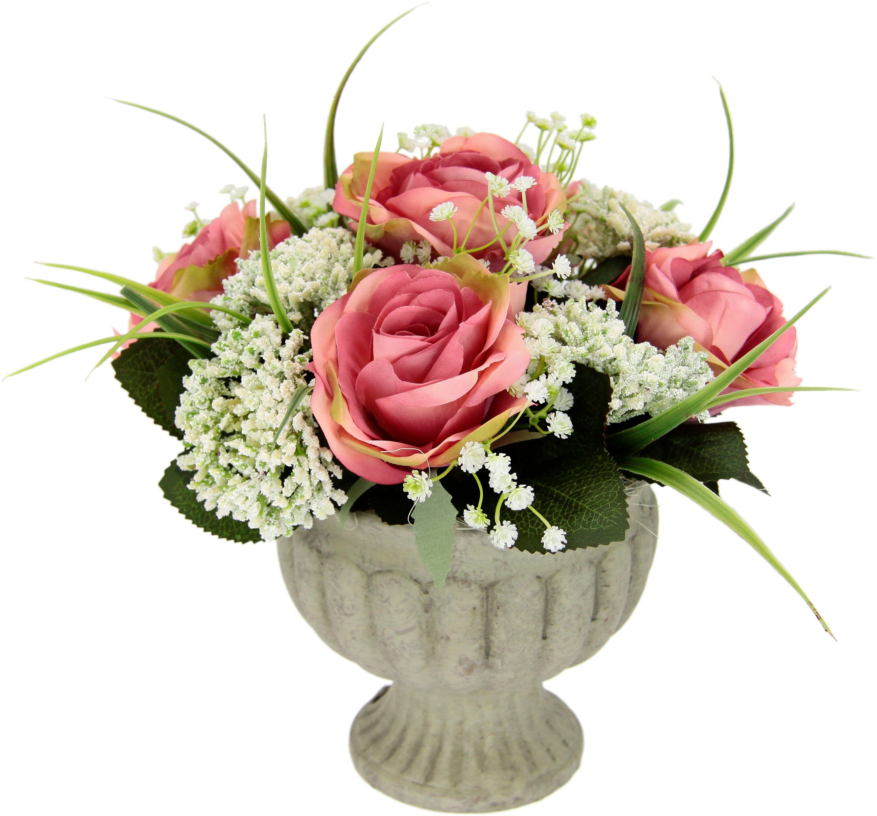 Kunstpflanze Arrangement Rosen in Pokal Rosen,