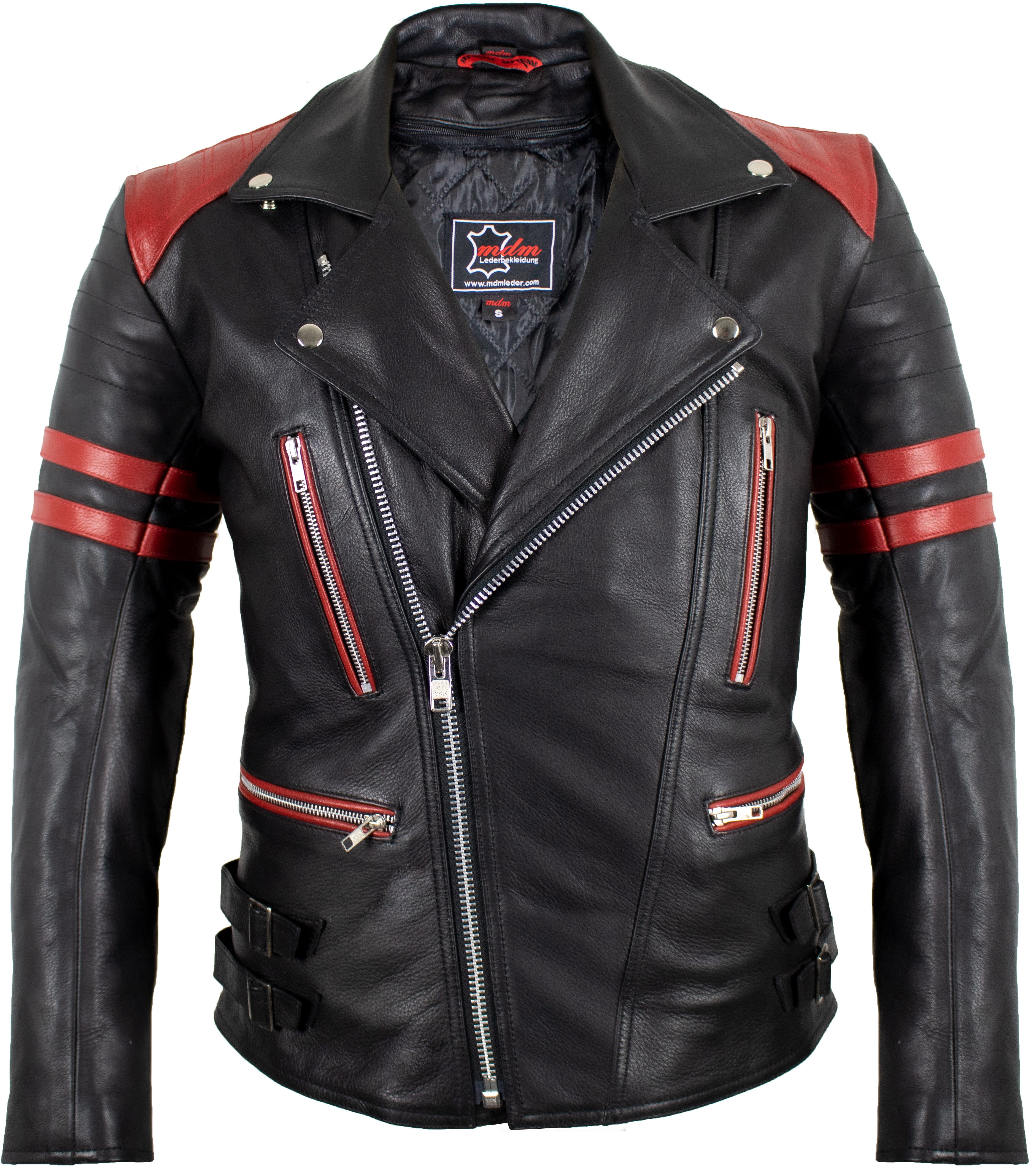 MDM Motorradjacke Herren Retro Lederjacke Motorrad