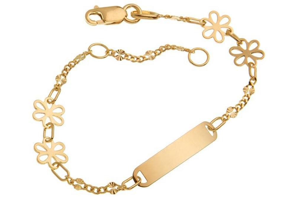 Silberkettenstore Goldarmband Kinder-Gravurarmband Blumen - 375