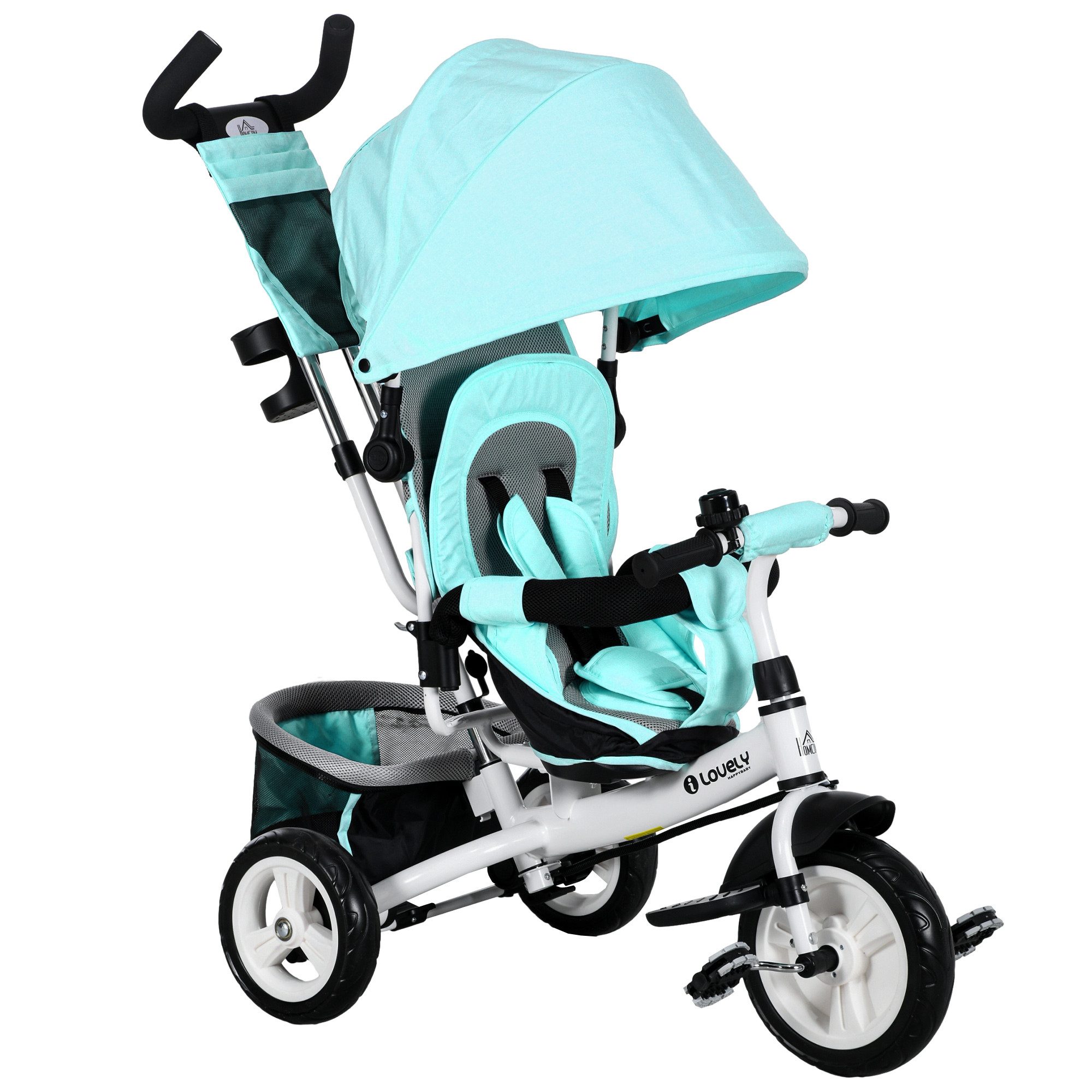 HOMCOM Dreirad 6-in-1-Kinderdreirad für Kinder, Pedal-Schieberad