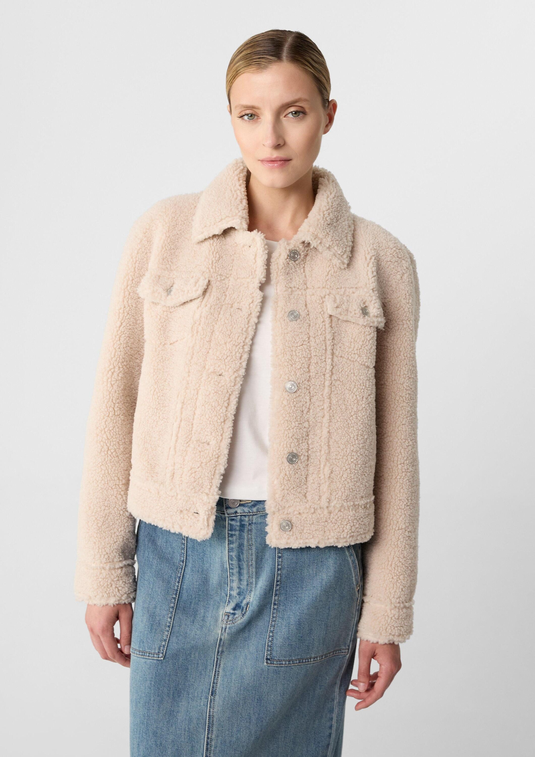 comma Funktionsjacke Outdoor-Jacke Kurze Teddy-Jacke mit