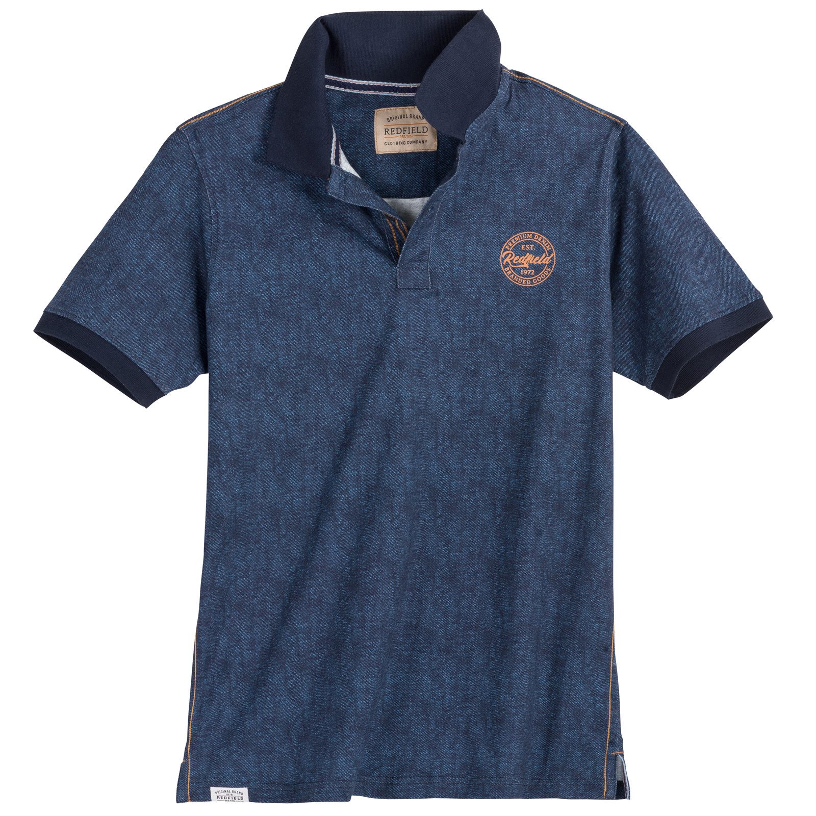 redfield Poloshirt Redfield Übergrößen Poloshirt Denim-Alloverprint