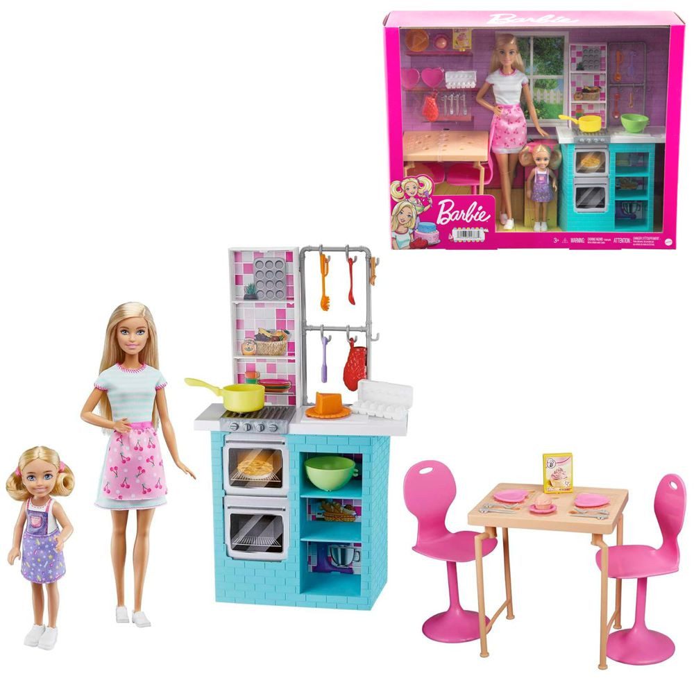 Barbie Anziehpuppe Backspaß Spielset Barbie Mattel
