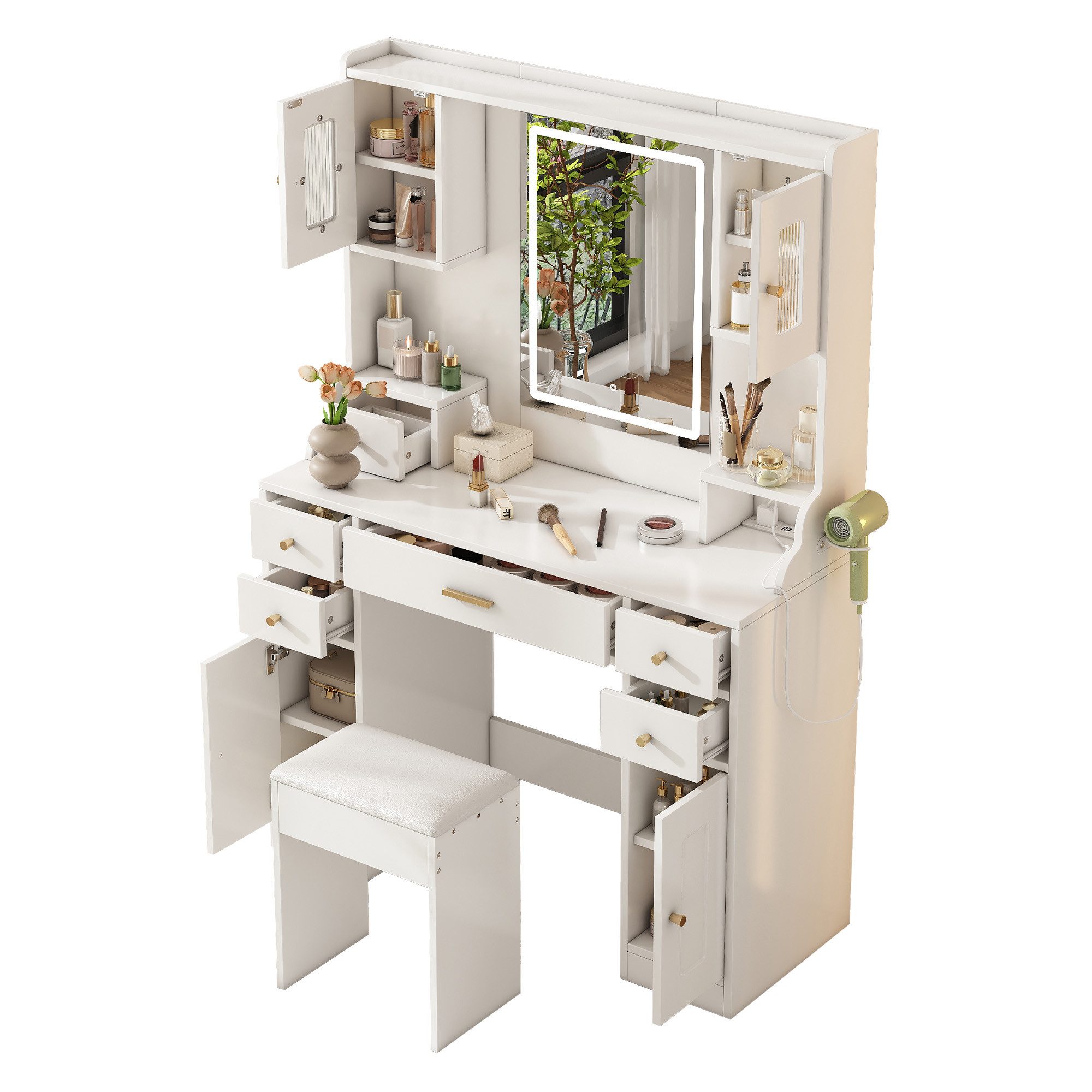 OKWISH Schminktisch Kosmetiktisch,Schminktisch mit Schubladen (Schminktisch