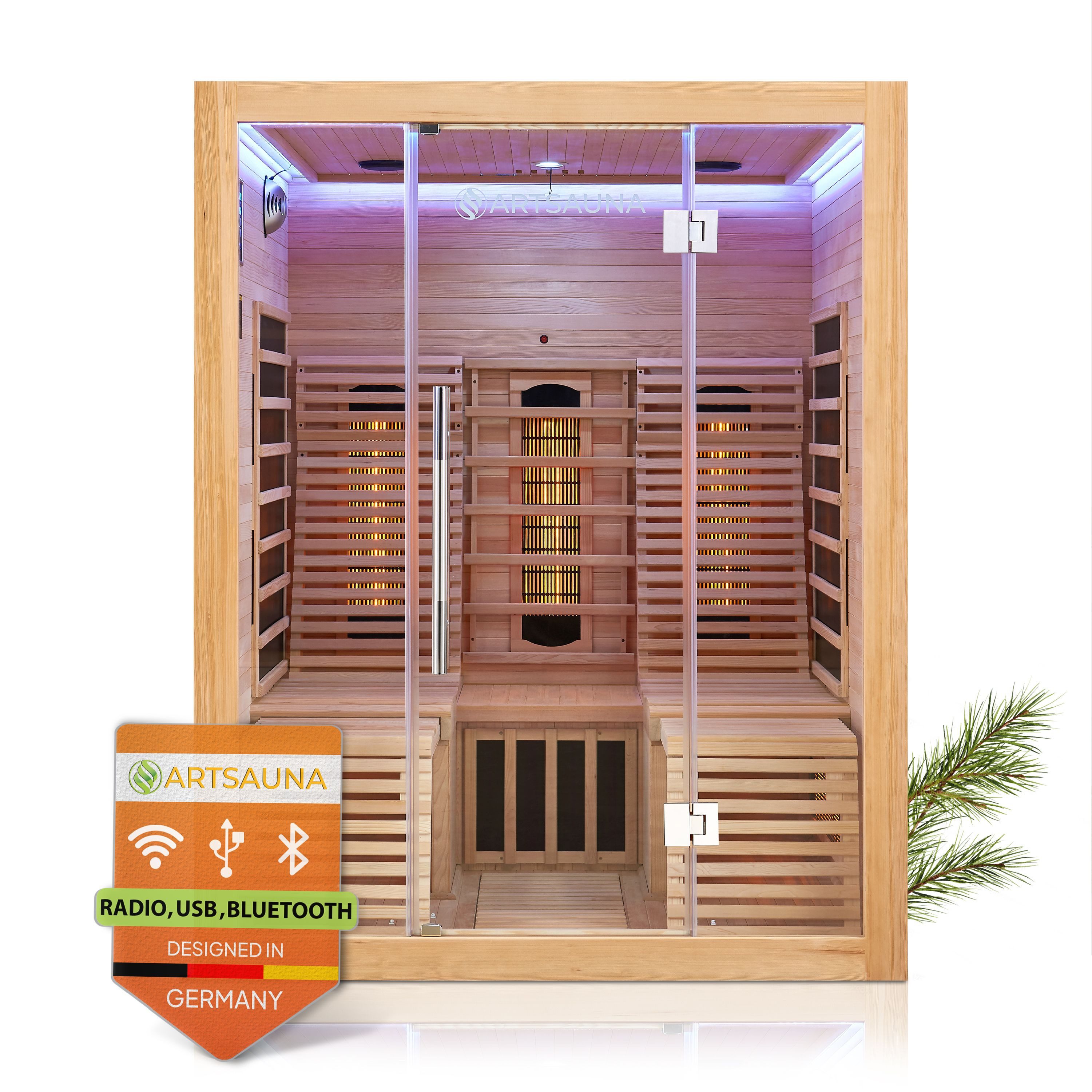 Artsauna Infrarotkabine Helsinki150 Dual-Technologie, für 3