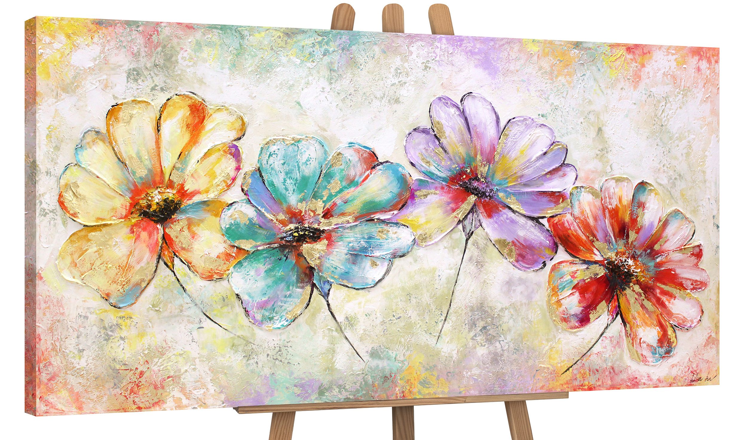 YS-Art Gemälde Schöne Blumen, Blumen, Bunte