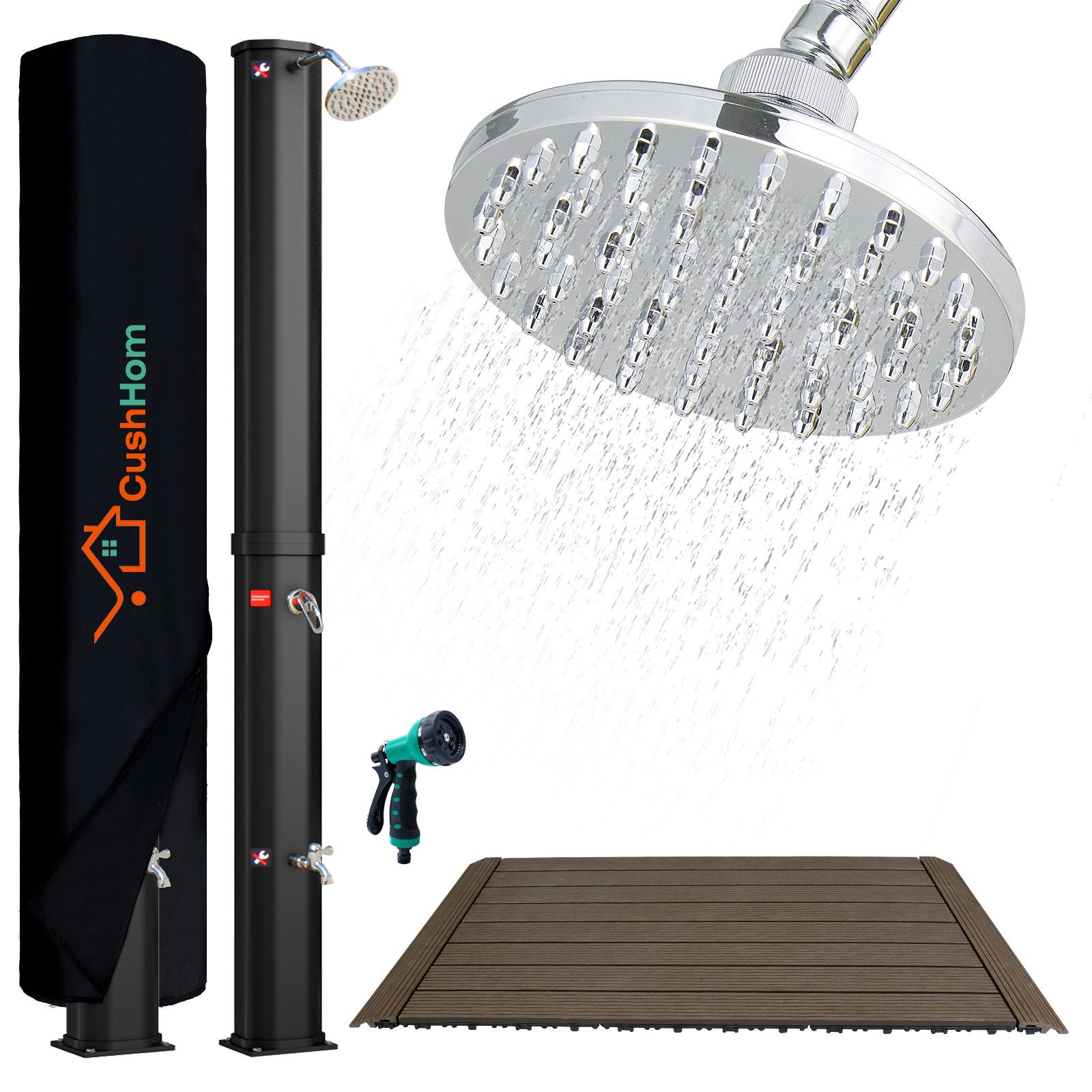 CCLIFE Gartendusche Solardusche mit Bodenplatte und