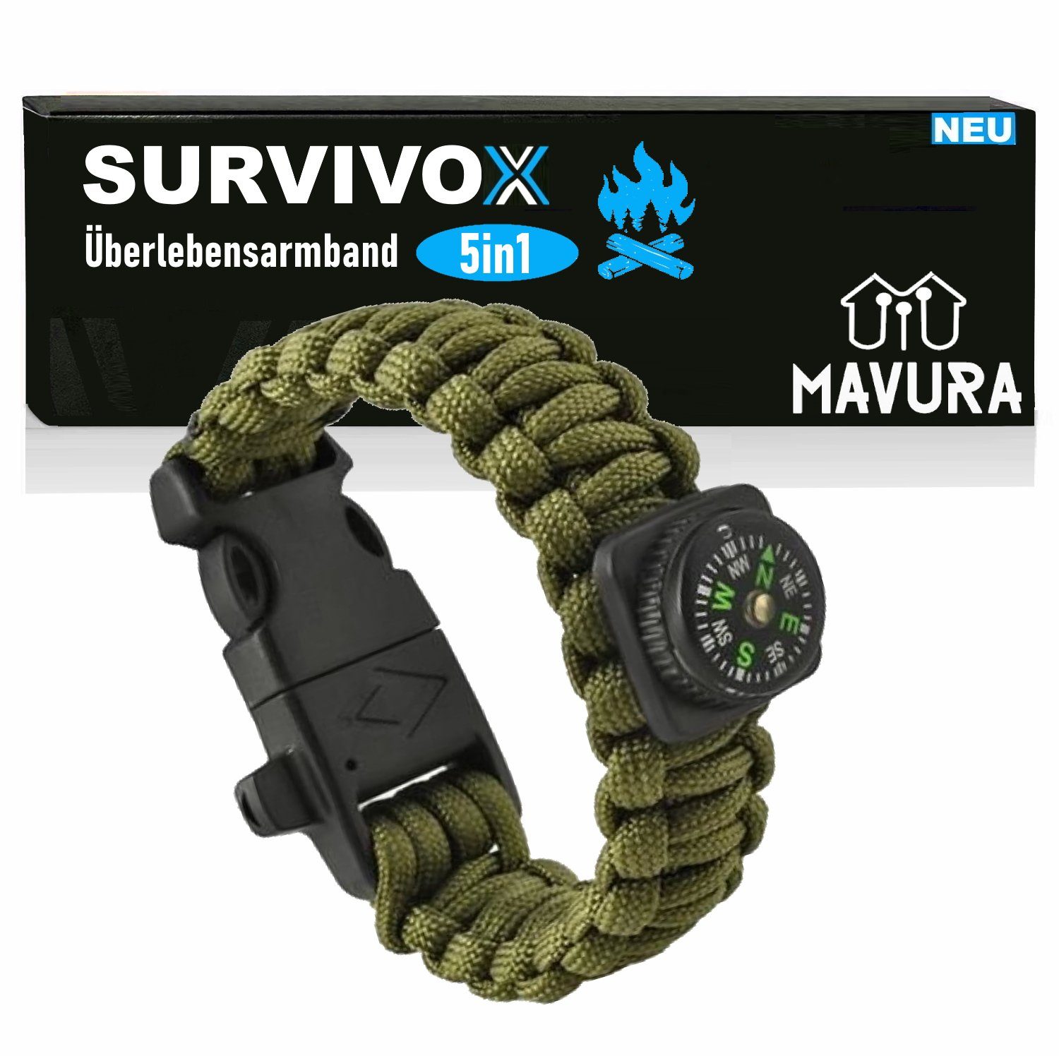 MAVURA Armband SURVIVOX Überlebensarmband Survivalarmband Survival