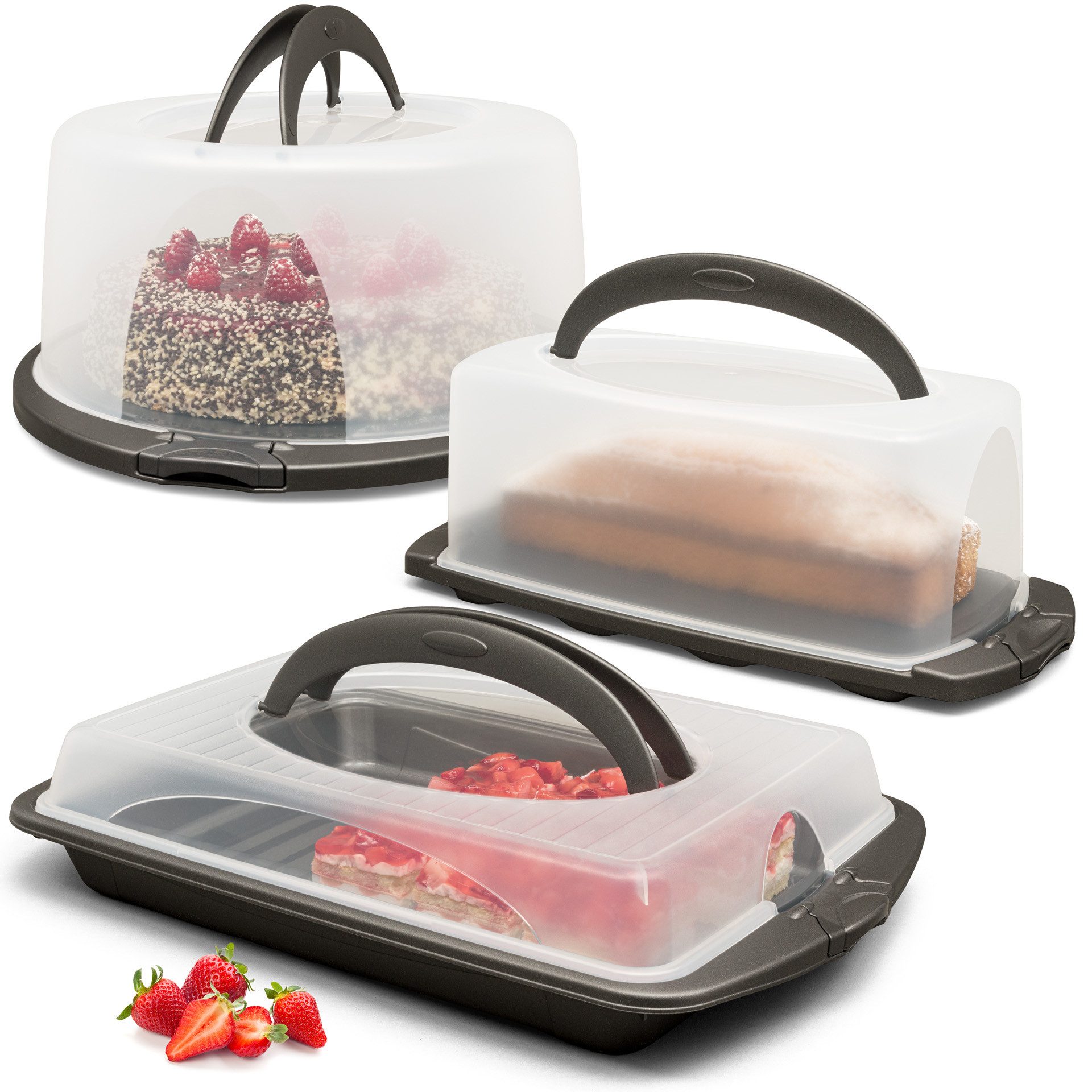 Hausfelder Kuchentransportbox Tortentransportboxen Vorteilspack 3 Stk.,