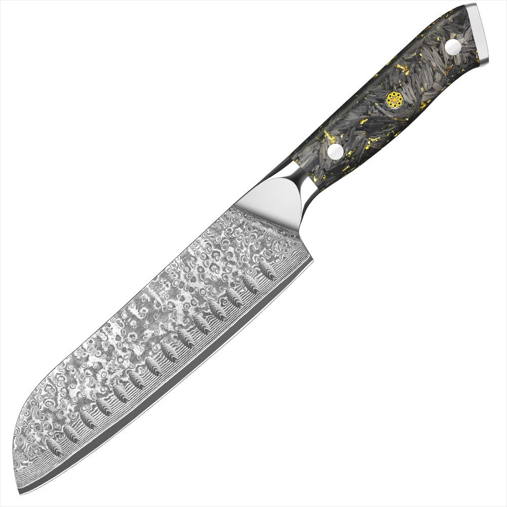 KingLux Damastmesser 18cm Klingen Santoku-Messer Damaststahl