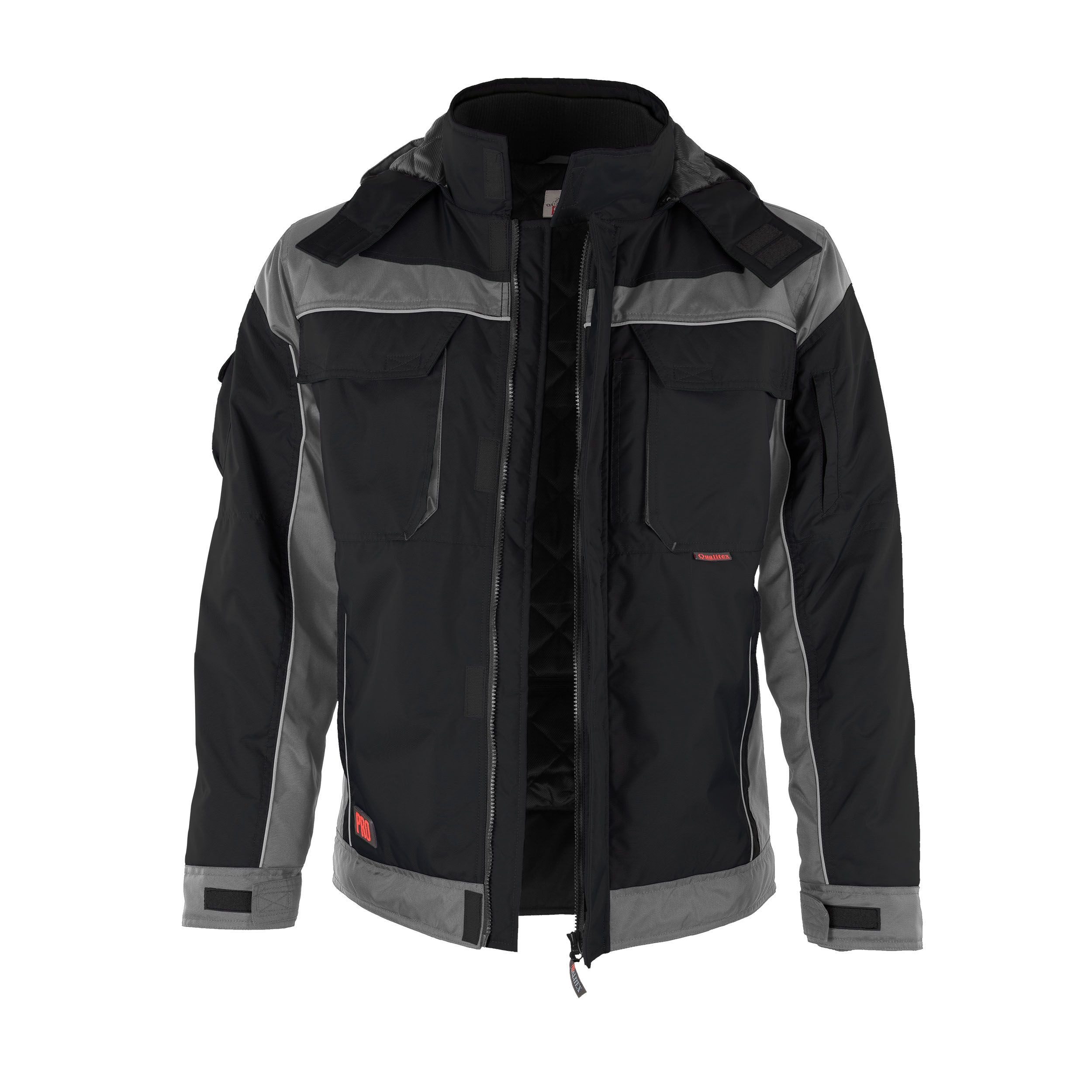 Qualitex Workwear Winterjacke Winterjacke 'PRO' schwarz/grau,