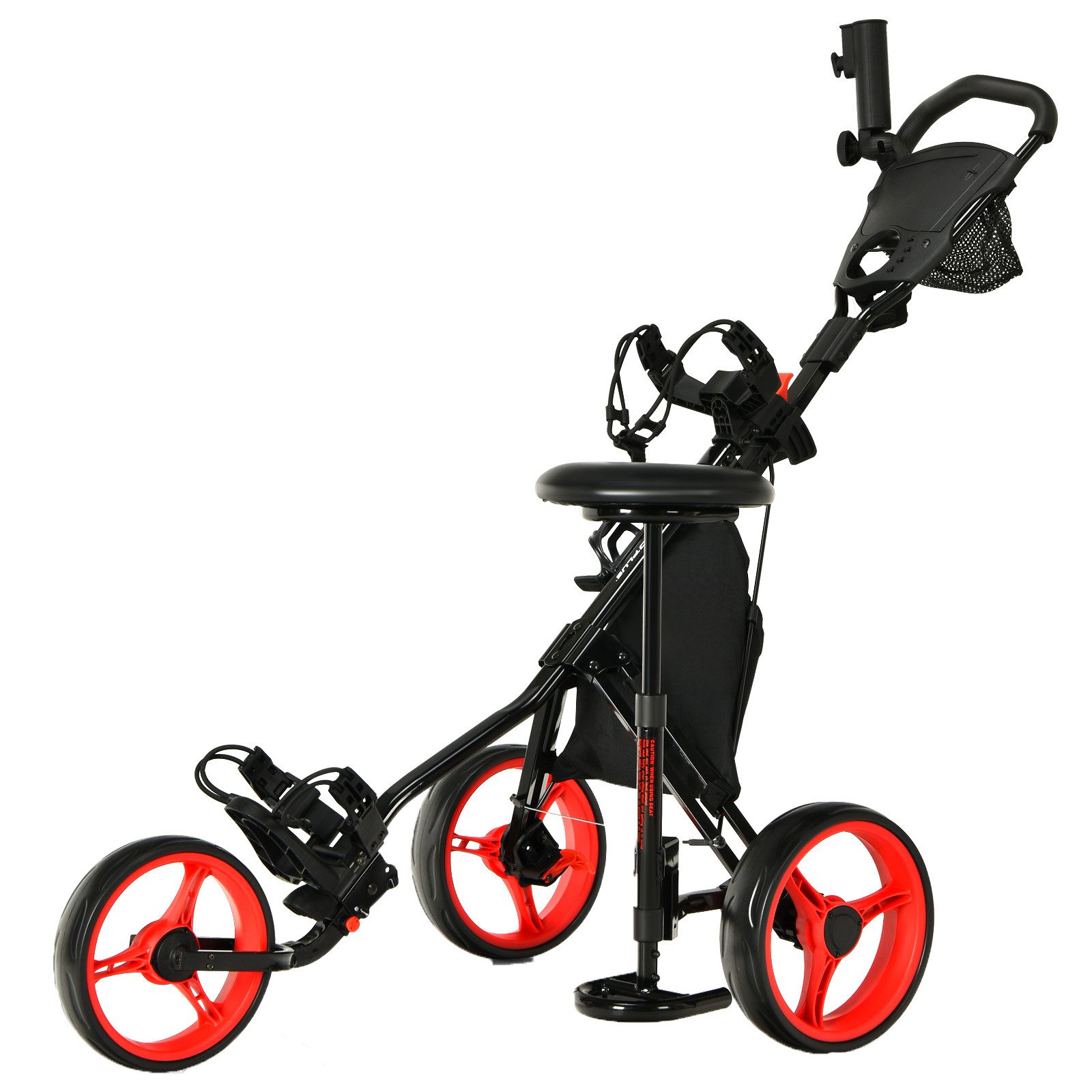 COSTWAY Golftrolley 3-Rad, mit Getränkehalter, Bremse,