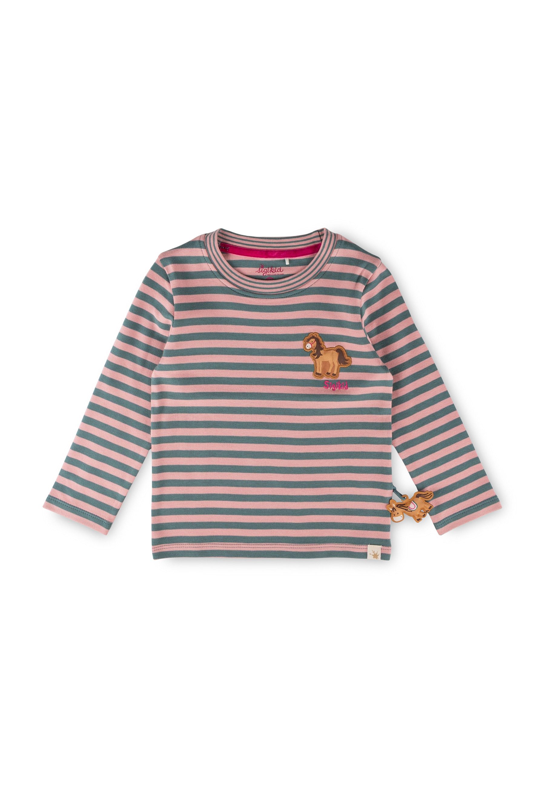 Sigikid Langarmshirt Longsleeve geringelt mit Pferde-Applikation