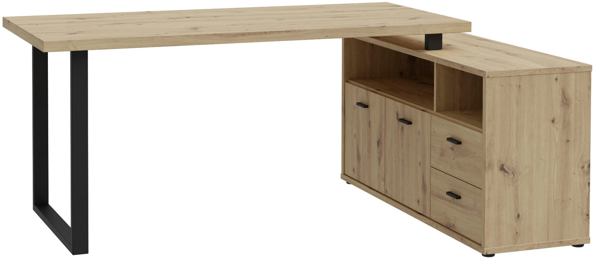 FORTE Eckschreibtisch Goldsboro, mit 2 Schubladen