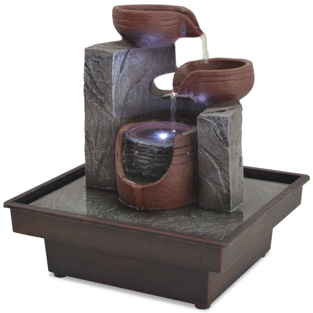 vidaXL Wasserfall Zimmerbrunnen mit LED Polyresin
