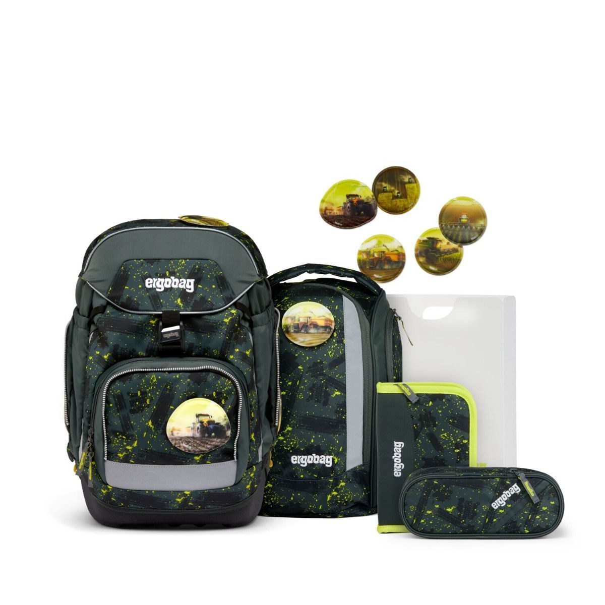 ergobag Schulrucksack Pack (6tlg., inkl. Schlamperrolle,
