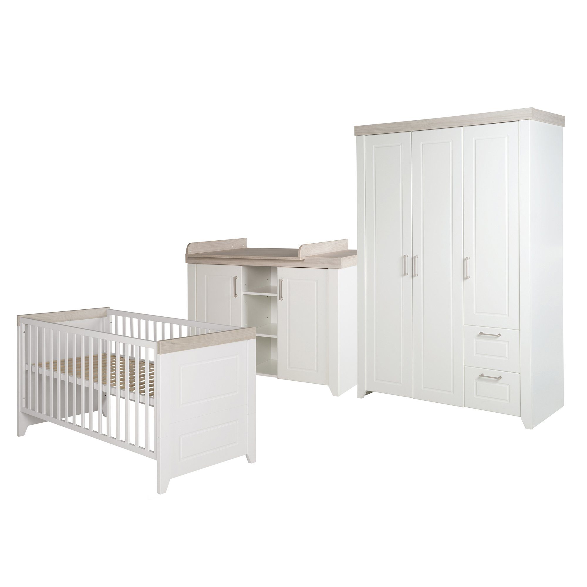 roba® Babyzimmer-Komplettset Felicia, Gitterbett, Wickelkommode &