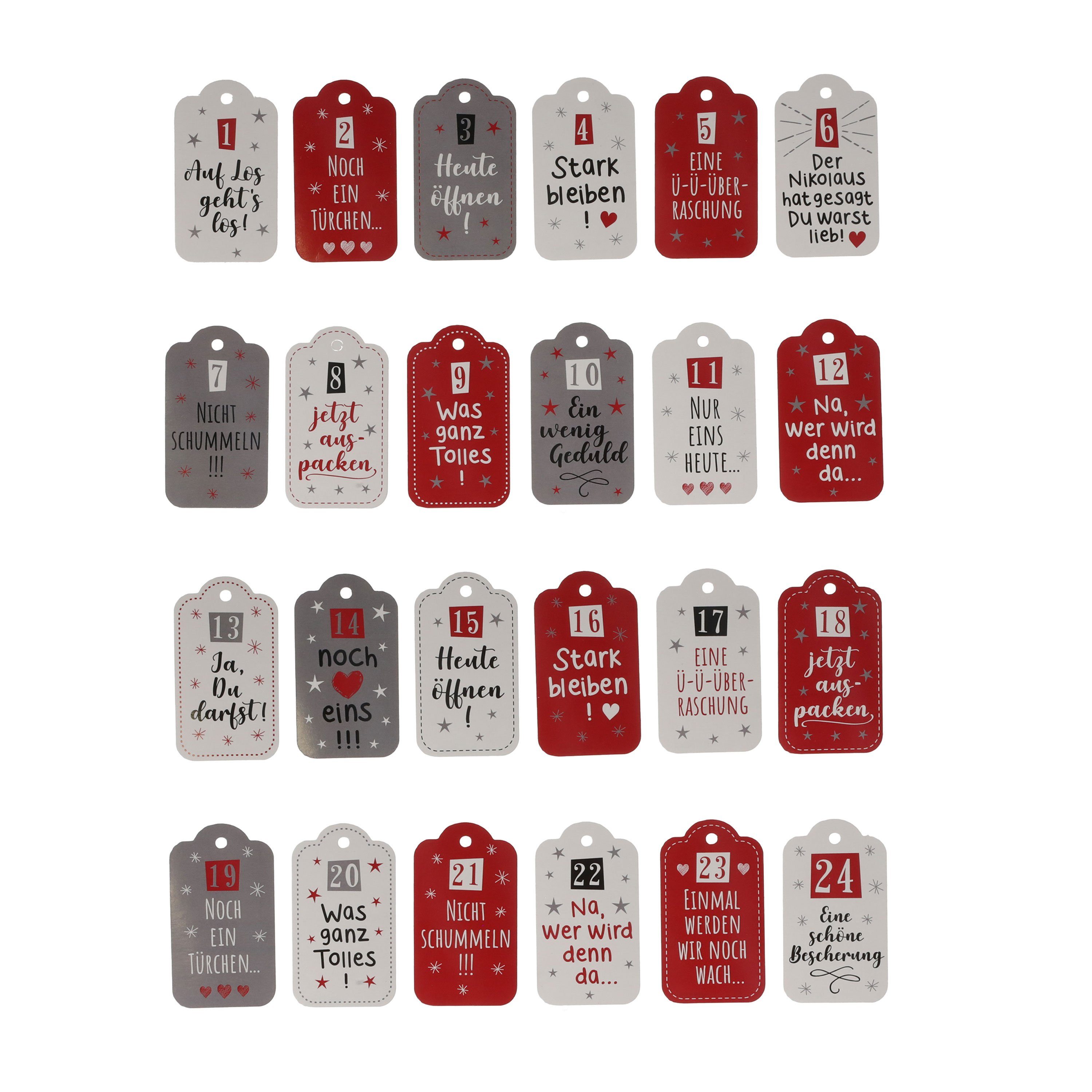 CEPEWA Adventskalender Adventskalender Anhänger-Set mit Sprüchen
