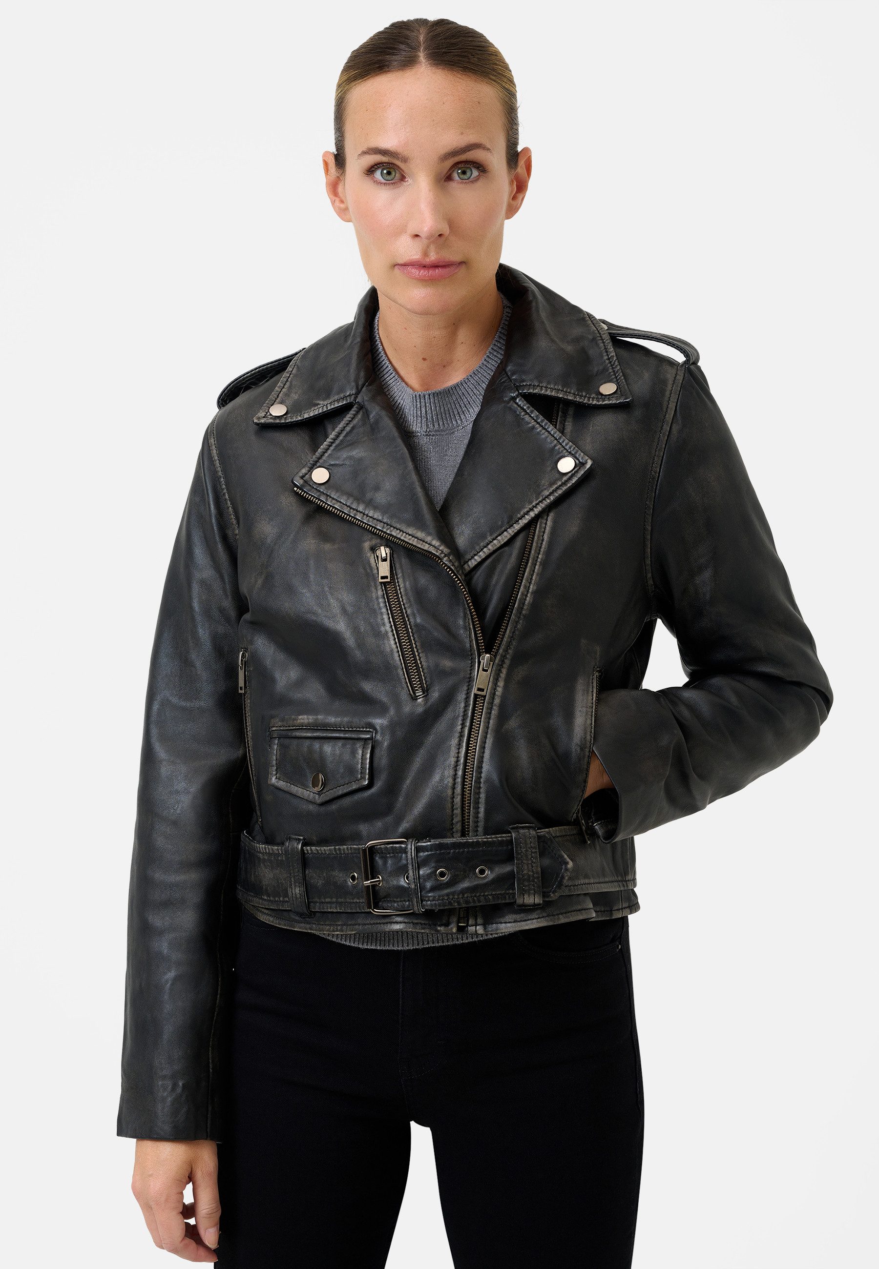 RICANO Lederjacke Louna Lederjacke mit Reverskragen