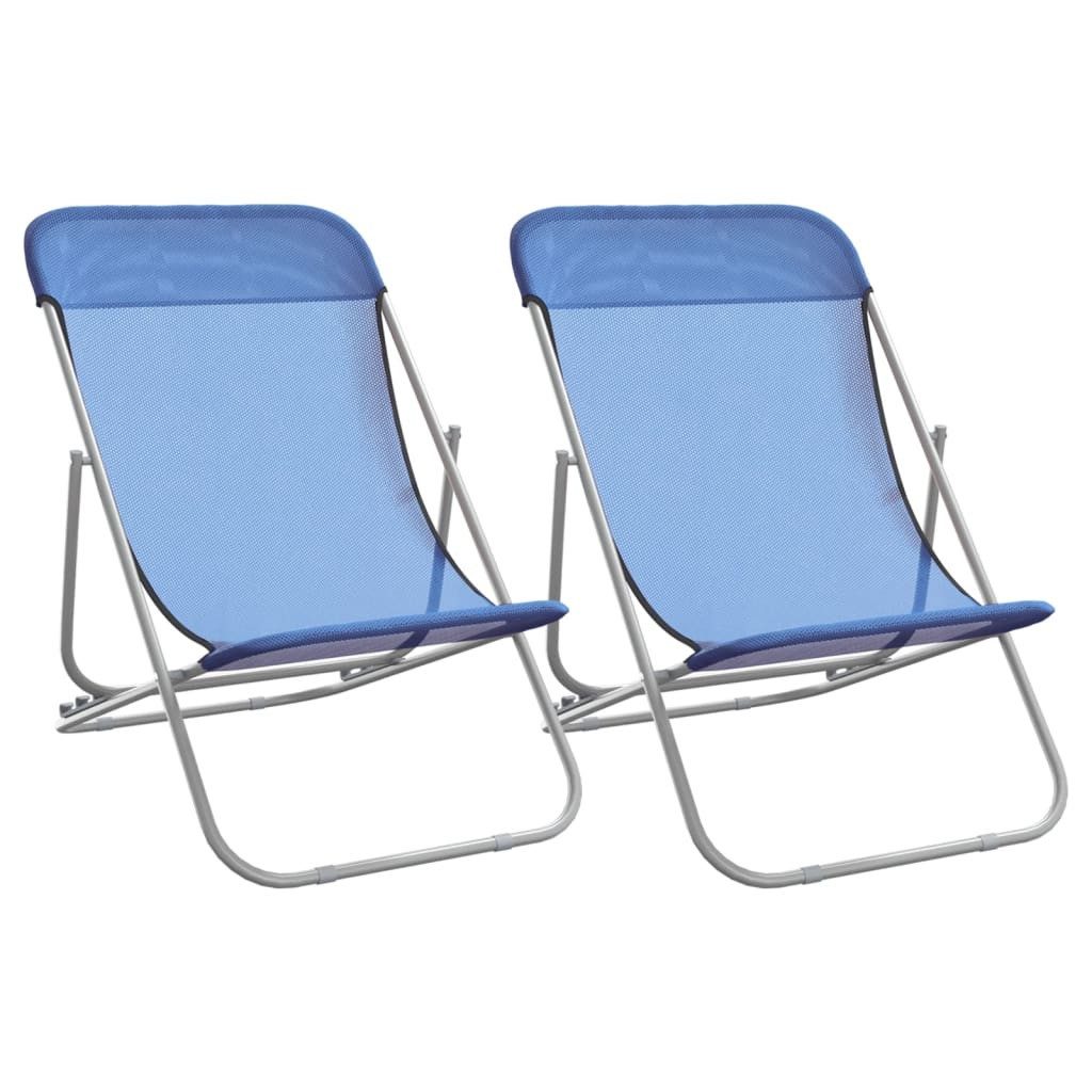 vidaXL Gartenliege Strandstühle 2 Stk. Blau