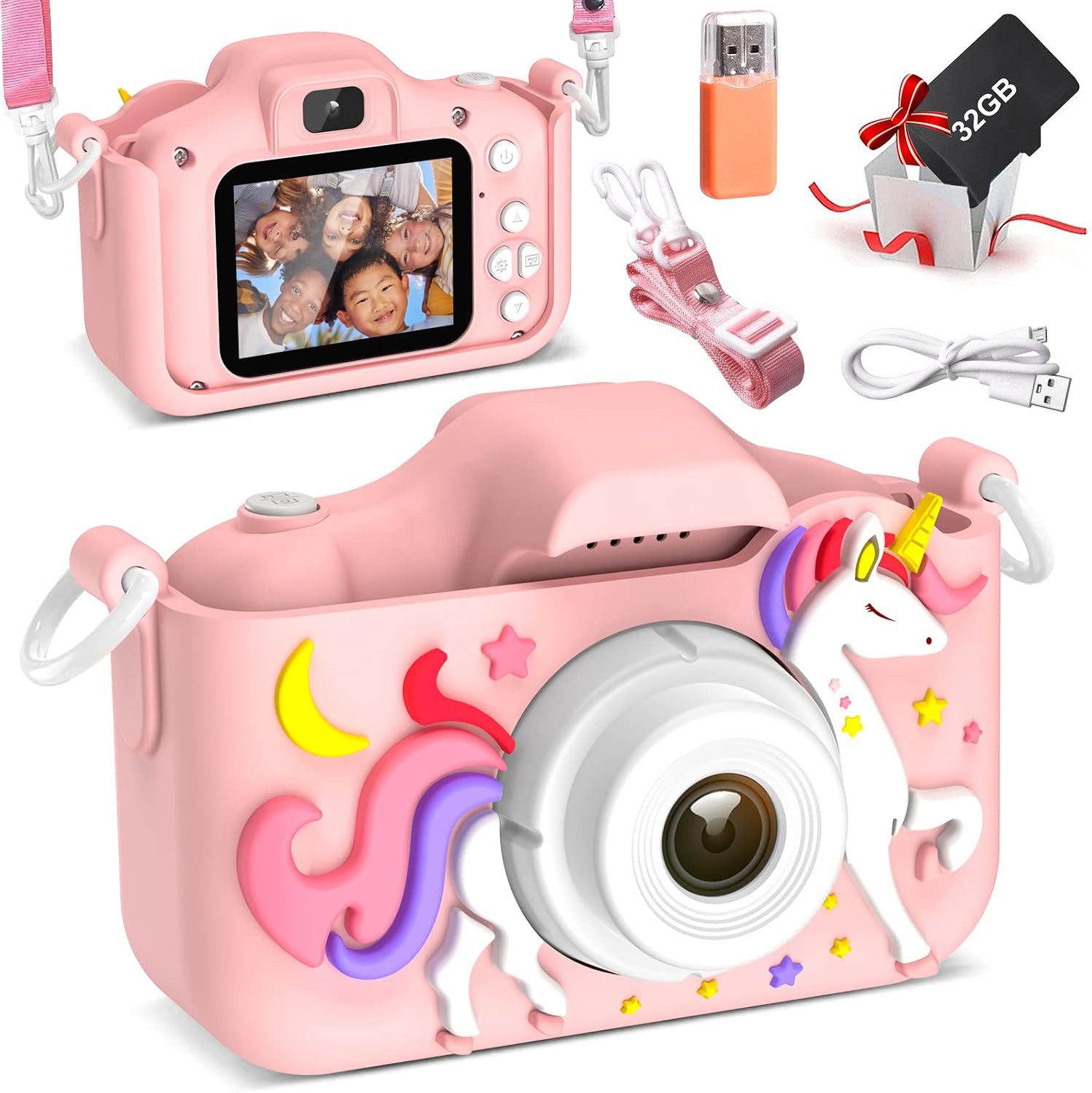 Kityhome Spielzeug-Kamera Kinderkamera,2' Display 1080P,Selfie Digitalkamera