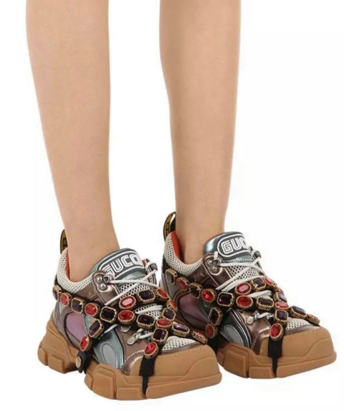 GUCCI Flashtrek Removable Crystal Trainers 36,5