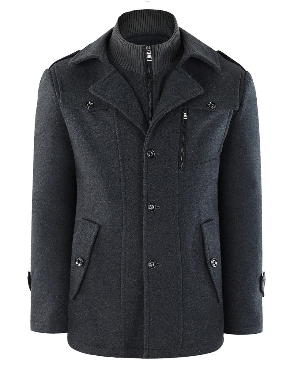 Allthemen Kurzmantel Herren Wollmix Mantel mit