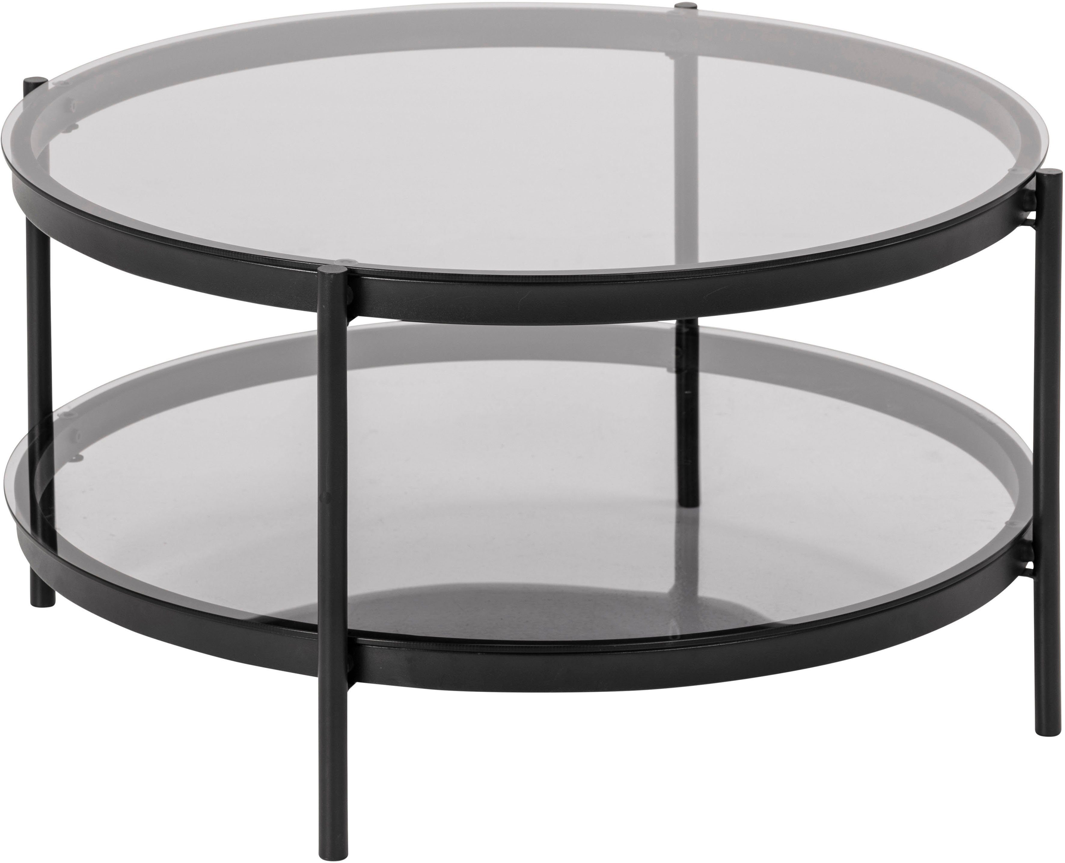 ACTONA GROUP Couchtisch Bayern, Rauchfarbene Glastischplatte,