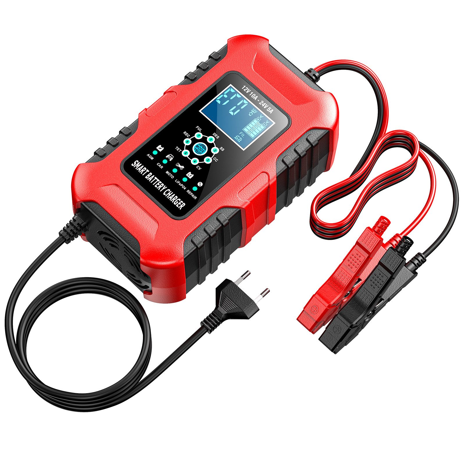 Hikity Autobatterie Ladegerät,10A 12V/24V 5A Smart